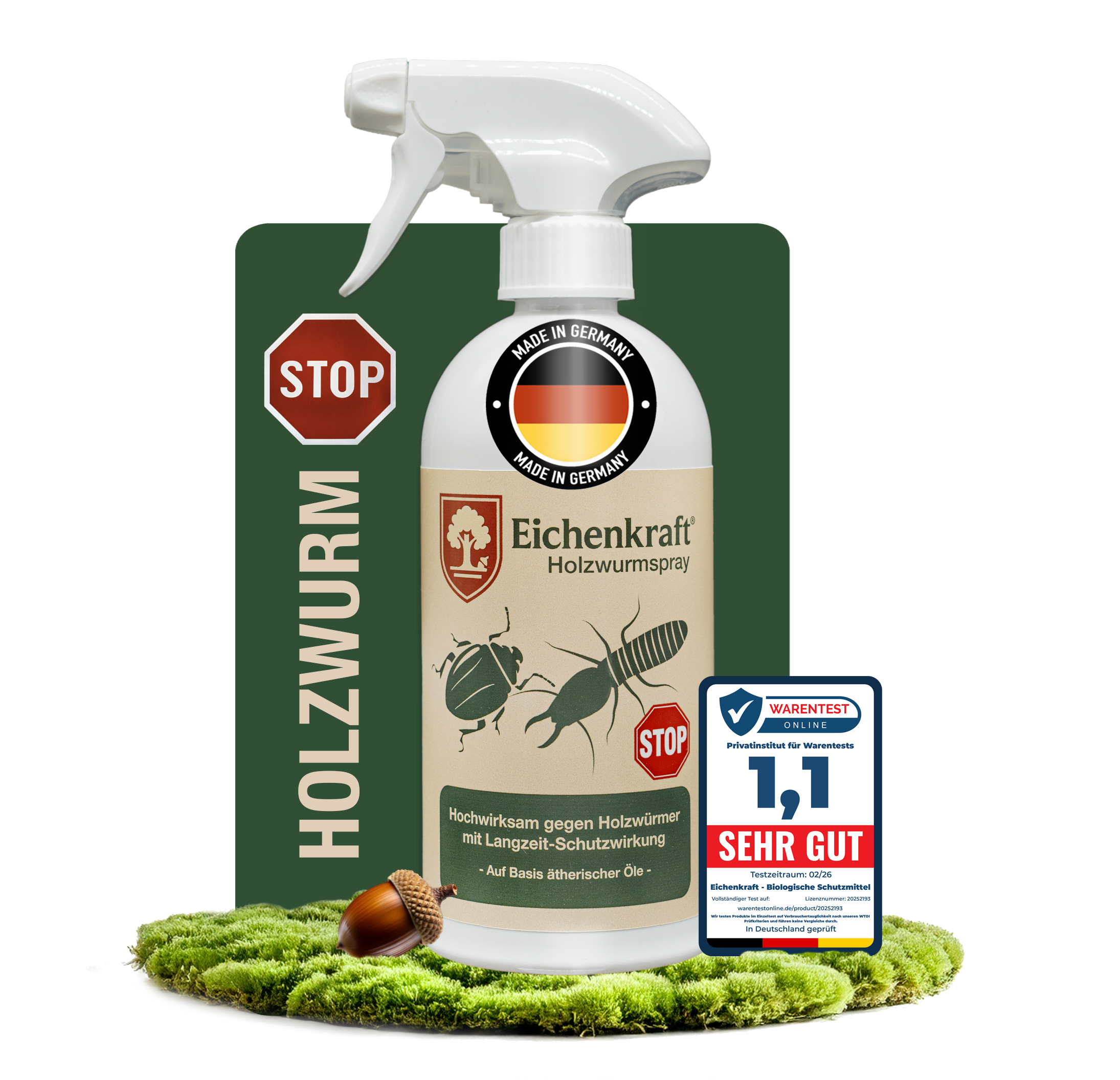 Eichenkraft Holzwurmspray 500ml – hochwirksam gegen Holzwürmer mit Langzeit-Schutz
