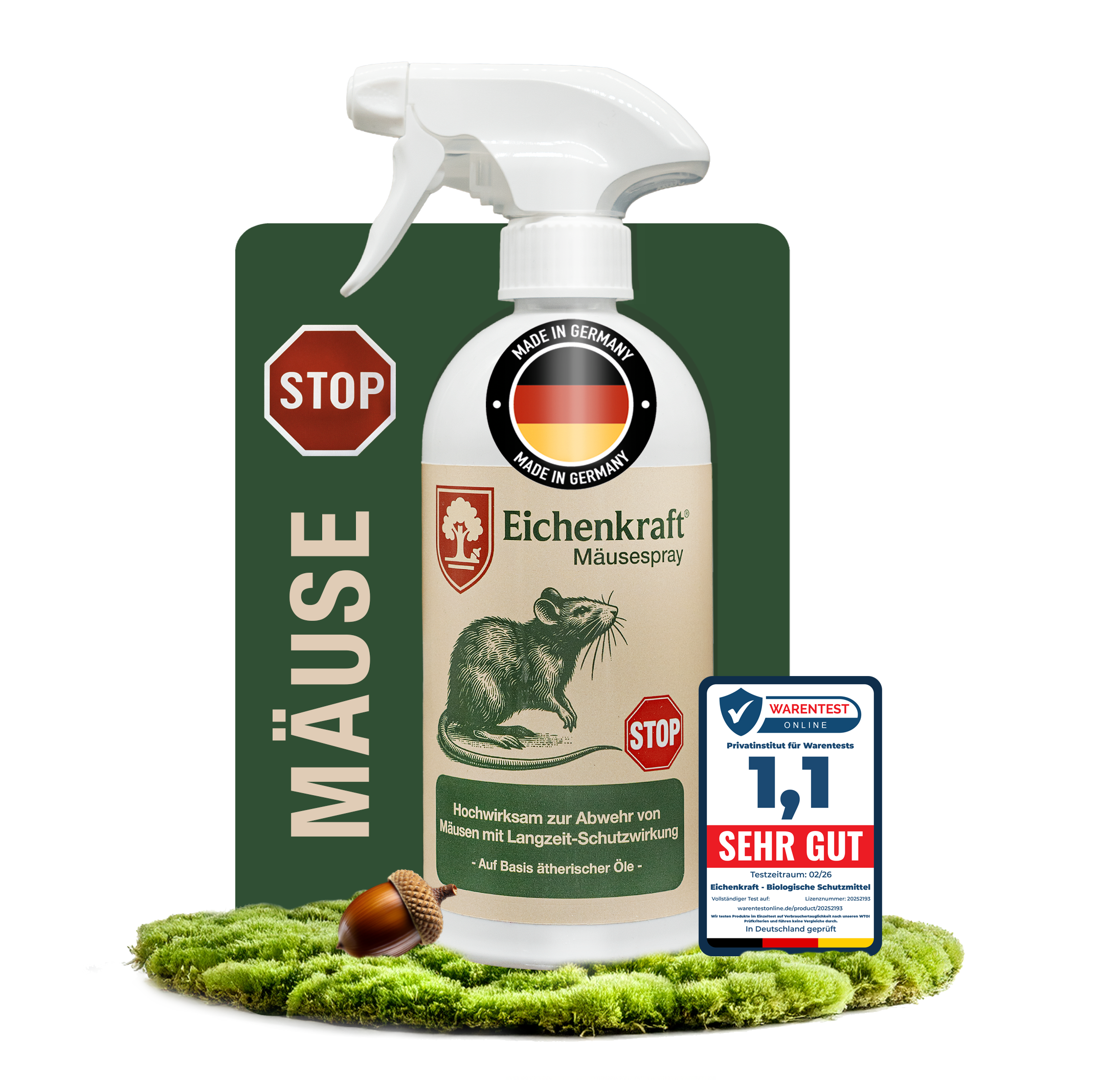 Eichenkraft Mäusespray 500ml – hochwirksam zur Abwehr von Mäusen mit Langzeit-Schutz