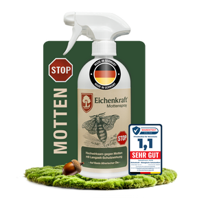 Eichenkraft Moth Spray - Highly Effective Moth Spray Against Clothes Moths & Moth Infestation - Long-Lasting Protection - For Wardrobes, Textiles, Carpets & Household - Based on Essential Oils - 500ml