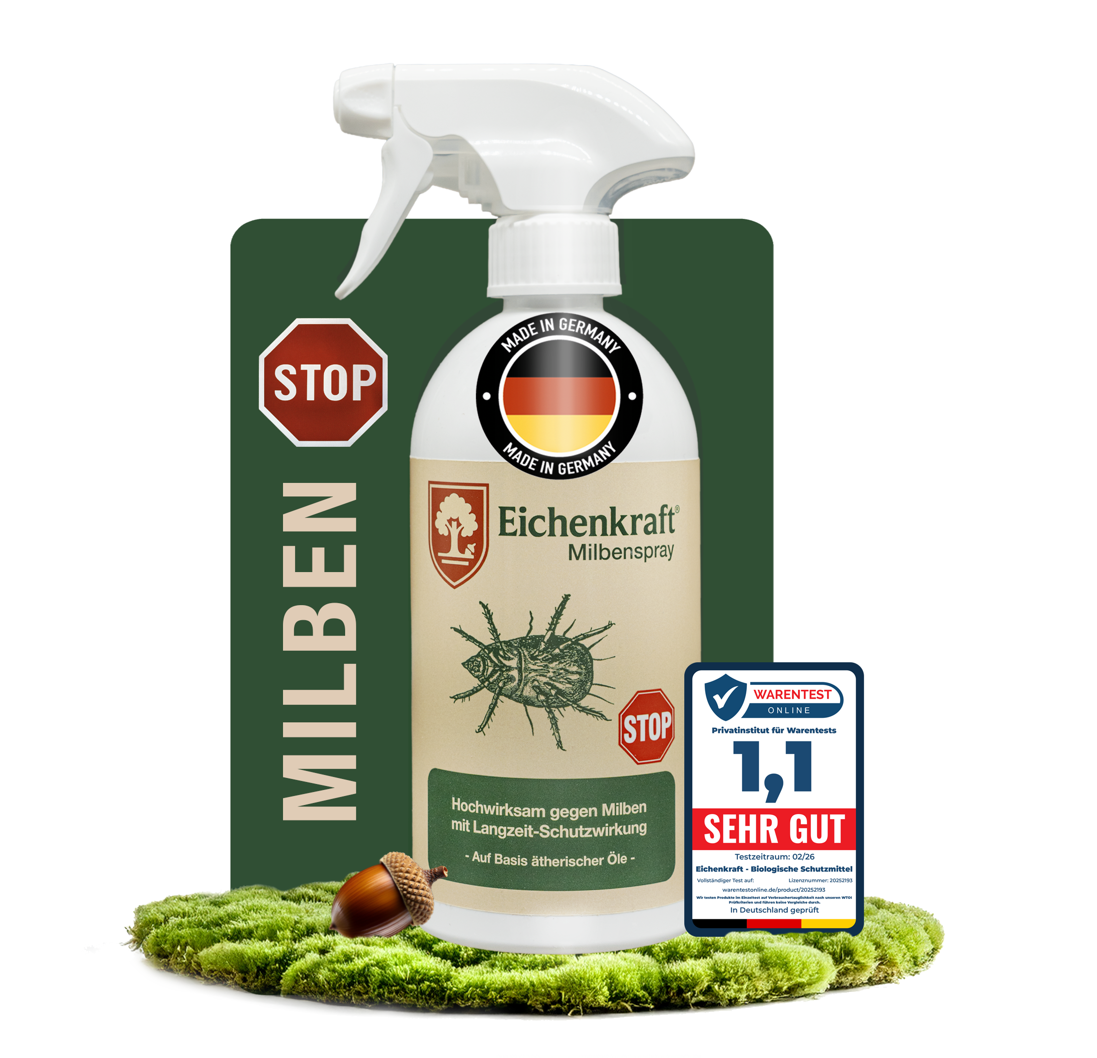 Eichenkraft Milbenspray 500ml – hochwirksam gegen Milben für Polster, Matratze & Tierumgebung